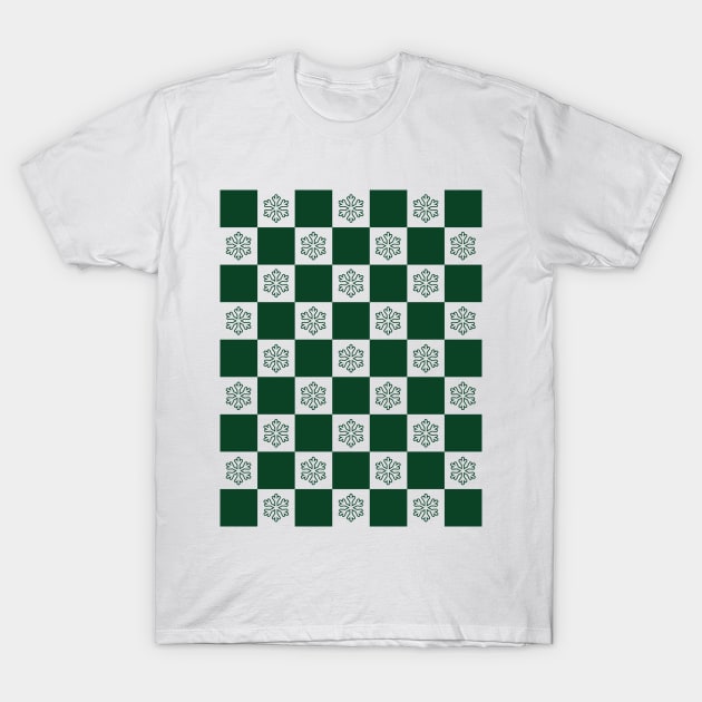 checkerboard snow christmas pattern T-Shirt by Hi Project